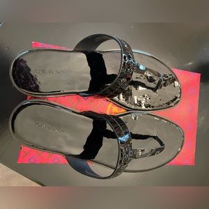 Tory Burch Black Patent Sandal size 10